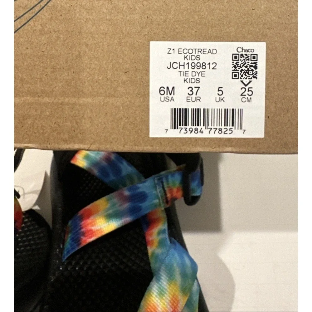 Chaco Youth Size 6M/EU 37 Z1 Ecotread Tie Dye Strap Sandals Washable